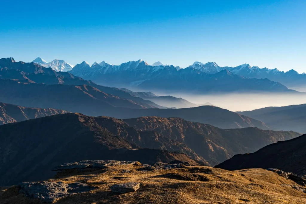 Pikey Peak Himalayan mountain panorama in Nepal